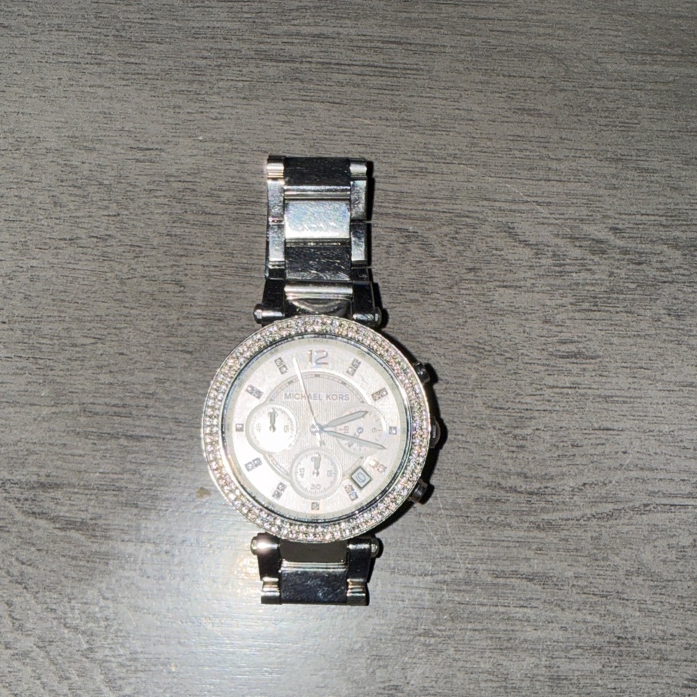 Michael Kors Silver Crystal-Embellished Watch